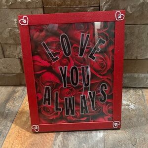 Red Glitter Frame with Love You Always on red roses
